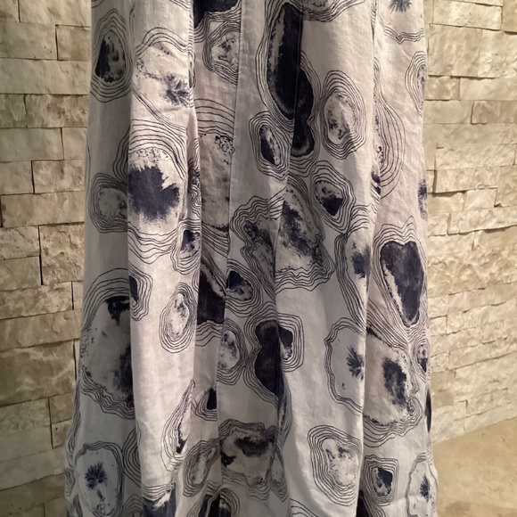 Lands Downunder Linen Tank Dress - White Oyster Print - Picture 6 of 14